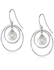 Majorica Circle Silver Drop Earrings