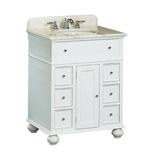 Hampton Bay 28w Single Sink Cabinet With White Granite Top, WHITE GRANITE, WHITE