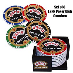 ESPNR Poker Club 8-Pack Coaster Set - Casino Supplies > ESPN Poker Club Products