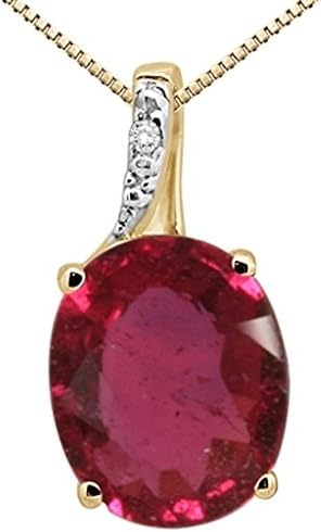 3.00Ct Oval Shaped Lab Created Ruby and Diamond Pendant in 10K Gold