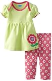 BON BEBE Baby-Girls Newborn Flower Dress and Legging Set