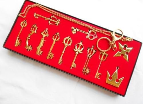 Kingdom Hearts 2 II Keyblade Keychain Pendant Necklace Set Box 12pcs