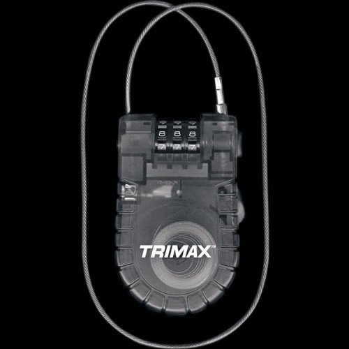 Trimax T33RC Retractable Cable 3-Digit Combo Lock (90cm x 2.4mm)