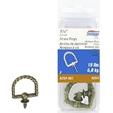 National N259-853 1-1/4 Inch Antique Brass Round Rope Decorative Screw Ring Pack of 3