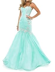 Sweetheart Applique Lace-Up Cocktail Mermaid Chiffon/Satin Evening Dress/Prom Dress/Wedding Party Dress 