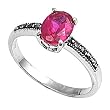 Sterling Silver Marcasite Rings with Ruby CZ - Sizes: 5-9