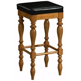 Barton Bar Stool Black Leather Oak by Home Decorators Collection