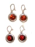 Sterling Silver Cognac Color Amber Earrings