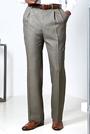 Crease Resistant Straight Leg Twin Pleat Trousers