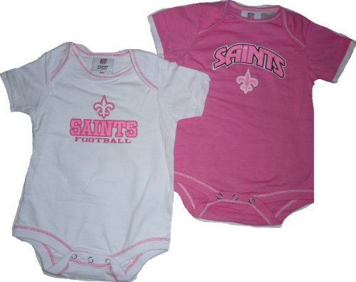 New Orleans Saints Pink Girls Baby Infant 2 Pc Creeper Onesie Set 24 Months