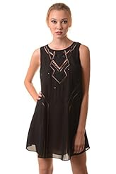 Babydoll Sheer Cutout Vintage Beaded Flowy Polyester Evening Dress 