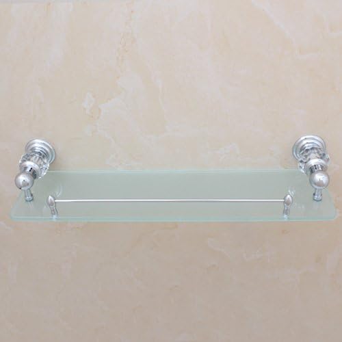 YIT Single Bathroom Glass Shelf with Two Polished Rose Gold Finish Brackets Brass made Toughened Safety Mounted Glass shelf