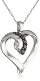 Sterling Silver Black Diamond Heart Pendant Necklace (1/4 Cttw, I-J Color, I2-I3 Clarity), 18"