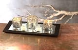 Transitional Mercury Silver Mirrored Candleholder Tray