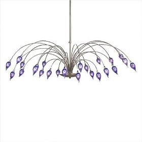LBL Lighting HS472405AMSC Orb - 24 Lamp Chandelier, Satin Nickel Finish with Amber Glass - 30" to 50" Length