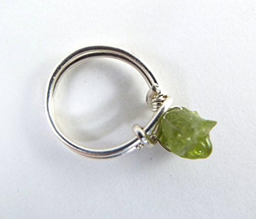 Raw Peridot Wire Wrapped Ring