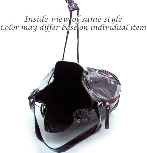 Dasein Dasein designer inspired shiny drawstring hobo handbag -Black