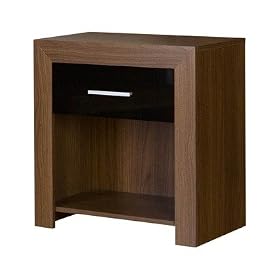 Siracusa One Drawer Bedside Chest in Walnut and High Gloss Black