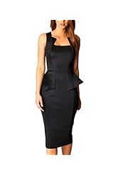 Sophisticated Square Neck Polyester Peplum Bodycon Dress/Club Dress/Midi Dress/Mini Dress 