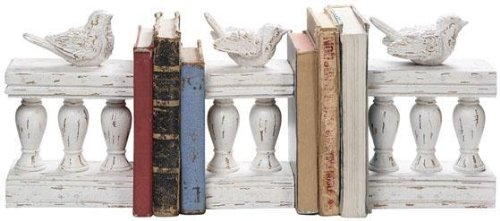Birds On Fence Bookends 17x3 IVORY