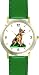 German Shepherd Dog - WATCHBUDDY&Acirc;&reg; DELUXE TWO-TONE THEME WATCH - Arabic Numbers - Green Leather Strap-Children's Size-Small ( Boy's Size & Girl's Size )