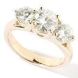 14K White or Yellow Gold Three-Stone Moissanite Ring