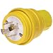 Woodhead 26W75 Watertite Wet Location Locking Blade Plug, 3-Phase, 4 Wires, 3 Poles, NEMA L15-20 Configuration, Yellow, 20A Current, 250V Voltage