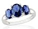 Sterling Silver Created Sapphire 3-stone Ring
