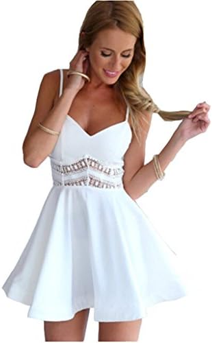 Girls Day Women's Lace Halter Swing Dress Stitching Short Sundresses