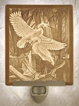 thanksgiving Snowy Egret Porcelain Lithophane NightlightB001ST5QEC