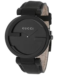 Gucci Womens YA133302 Interlocking Black Leather Watch