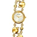 Fontenay - GG2343FN - Montre Femme Ronde - Quartz Analogique - Fond Blanc - Bracelet Chaine Double Motifs Pommes M&eacute;tal Dor&eacute;