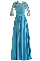 A-line Charmeuse Lace Applique Scoop Neck Evening Dress/Bridesmaid Dress/Prom Dress/Party Dress 