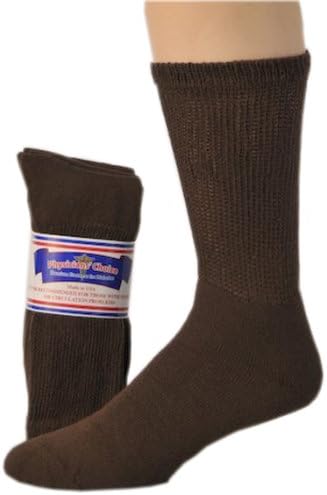 Comfortable & Durable Women's Brown Diabetic Crew Socks 3pack Size 9-11