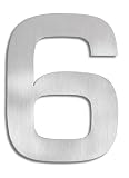 Outdoor Living : Large house number six - brushed stainless steel