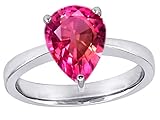 2.50 cttw 14k White Gold Plated 925 Sterling Silver Large Pear Shape Solitaire Engagement Ring with Lab Created Pink Sapphire - Gold Plated Silver