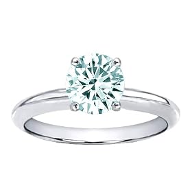 1.25 cts Genuine Aquamarine Solitaire Engagement Ring - 14kt White or Yellow... by Finejewelers