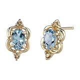 Thrillingly Modish 1.25 cts Oval Checkerboard Swiss Topaz Diamond Earrings 14Kt Yellow Gold