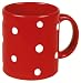 Waechtersbach Mugs, Set of 4, White Polka Dots on Cherry