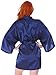 Simplicity Women's Silk Satin Short Bridal Kimono Robe Sleepwear Bathrobe, Dark Blue