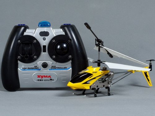 New Syma 3 Channel S107 Mini Indoor Co-Axial Metal Body Frame & Built-in Gyroscope RC Remote Controlled Helicopter Yellow