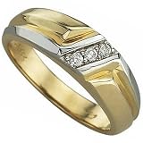 0.10 Ct.T.W. Round Brilliant Cut Diamonds, Two Tone 14Kt. Gold. Two Tone Mens Diamond Wedding Band