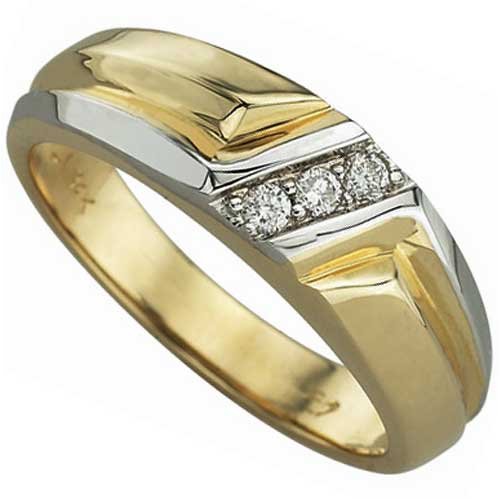 0.10 Ct.T.W. Round Brilliant Cut Diamonds, Two Tone 14Kt. Gold. Two Tone Men's Diamond Wedding Band