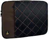 14 inch Brown / Black Nylon Quilted Laptop Notebook Sleeve Bag Carry Case w/Handle for MacBook Acer Asus Dell HP Lenovo Sony Toshiba