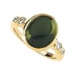 14K Yellow Gold Jade and Diamond Ring