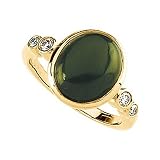 14K Yellow Gold Jade and Diamond Ring
