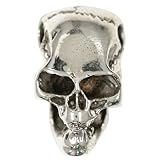 Solid Sterling Silver Skull - Pendant Necklace Picture is not true size. Item comes with a black cord necklace.