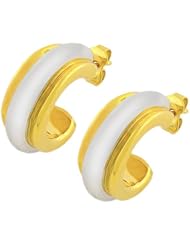 14 Karat Two-Tone Gold Open Curved Earrings