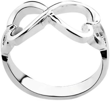 Infinity Ring Jewelry. (Wire Knot Heart Design - Promise Ring for women, ladies, girls, etc.) .925 Electroplated Commitment Purity Ring Sizes 6, 7, 8, 9 & 10. (Size 7)