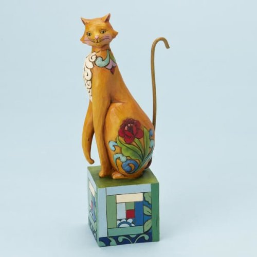 Jim Shore Brown Cat with Roses Figurine